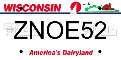 ZNOE52 Wisconsin License Plate