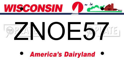 ZNOE57 Wisconsin License Plate