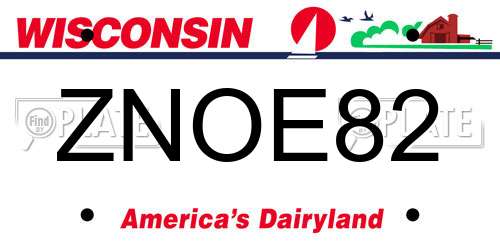 ZNOE82 Wisconsin License Plate