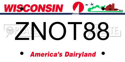 ZNOT88 Wisconsin License Plate