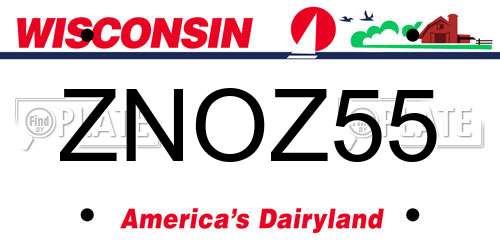ZNOZ55 Wisconsin License Plate