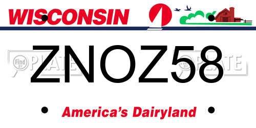 ZNOZ58 Wisconsin License Plate