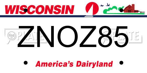 ZNOZ85 Wisconsin License Plate