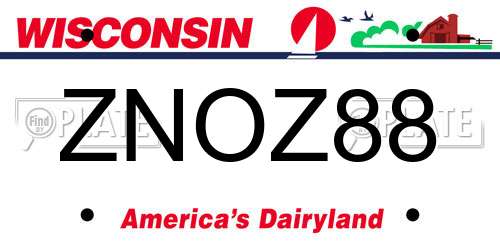 ZNOZ88 Wisconsin License Plate