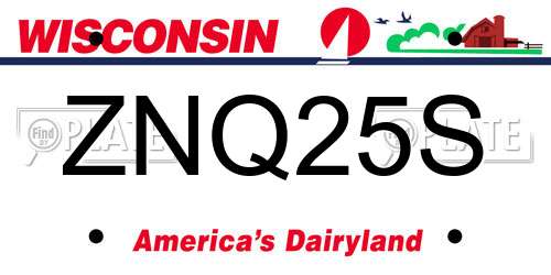 ZNQ25S Wisconsin License Plate