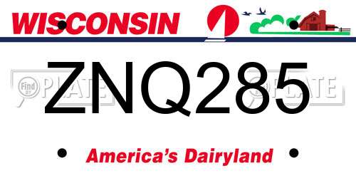 ZNQ285 Wisconsin License Plate