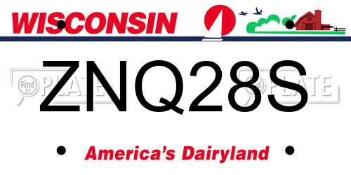 ZNQ28S Wisconsin License Plate