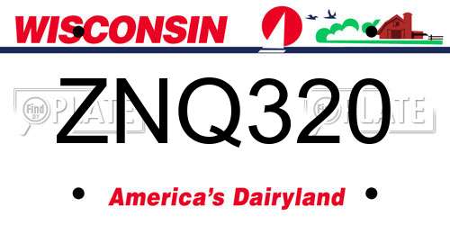 ZNQ320 Wisconsin License Plate