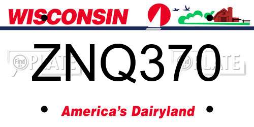 ZNQ370 Wisconsin License Plate