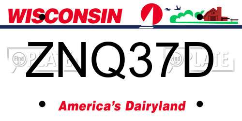 ZNQ37D Wisconsin License Plate