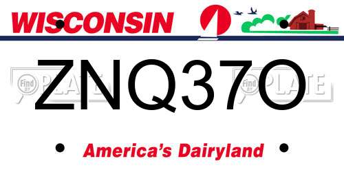 ZNQ37O Wisconsin License Plate