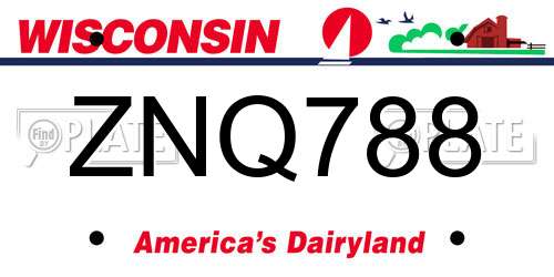 ZNQ788 Wisconsin License Plate