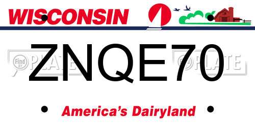ZNQE70 Wisconsin License Plate