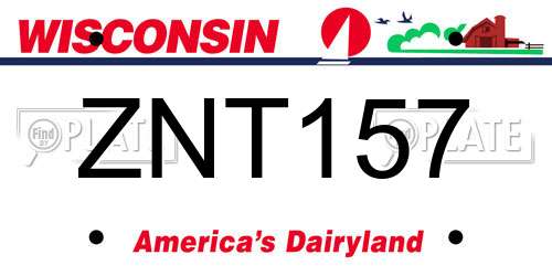 ZNT157 Wisconsin License Plate