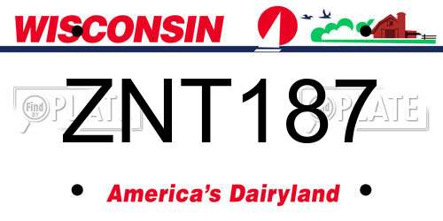 ZNT187 Wisconsin License Plate