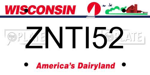 ZNTI52 Wisconsin License Plate