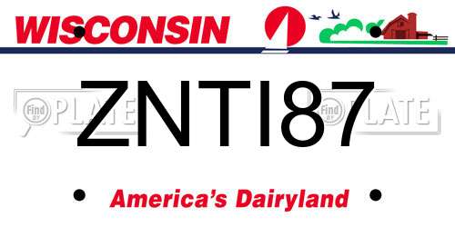 ZNTI87 Wisconsin License Plate