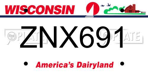 ZNX691 Wisconsin License Plate