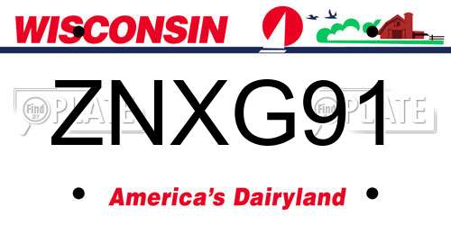 ZNXG91 Wisconsin License Plate