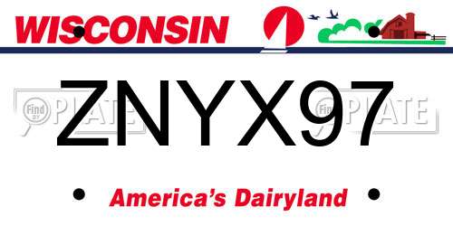 ZNYX97 Wisconsin License Plate