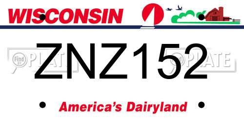 ZNZ152 Wisconsin License Plate