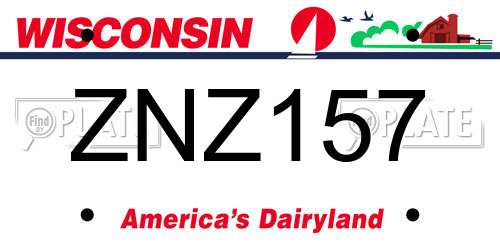 ZNZ157 Wisconsin License Plate