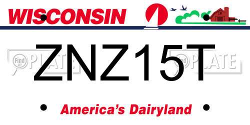 ZNZ15T Wisconsin License Plate