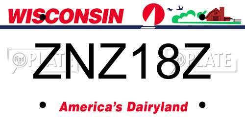 ZNZ18Z Wisconsin License Plate