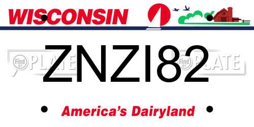 ZNZI82 Wisconsin License Plate