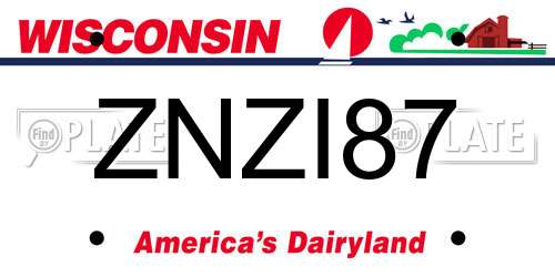 ZNZI87 Wisconsin License Plate