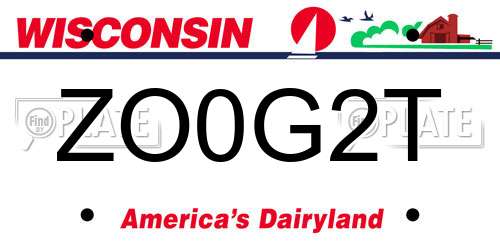 ZO0G2T Wisconsin License Plate