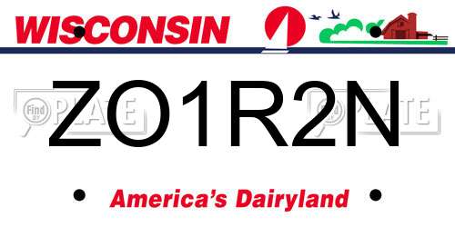 ZO1R2N Wisconsin License Plate
