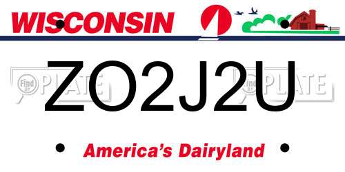 ZO2J2U Wisconsin License Plate