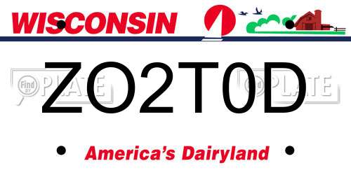 ZO2T0D Wisconsin License Plate