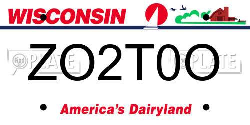 ZO2T0O Wisconsin License Plate