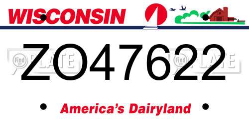 ZO47622 Wisconsin License Plate