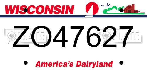 ZO47627 Wisconsin License Plate