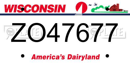 ZO47677 Wisconsin License Plate