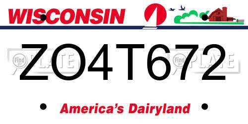 ZO4T672 Wisconsin License Plate
