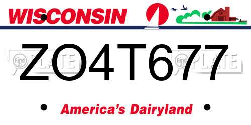 ZO4T677 Wisconsin License Plate
