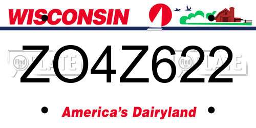 ZO4Z622 Wisconsin License Plate