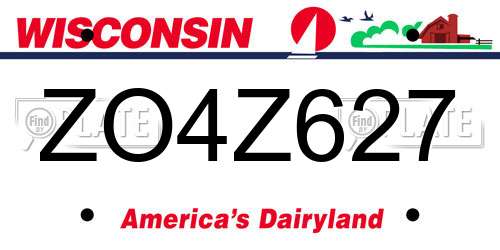 ZO4Z627 Wisconsin License Plate