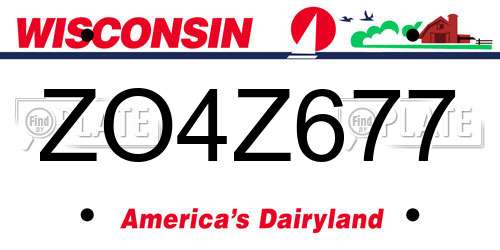 ZO4Z677 Wisconsin License Plate