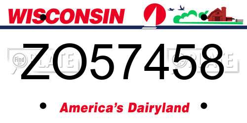 ZO57458 Wisconsin License Plate