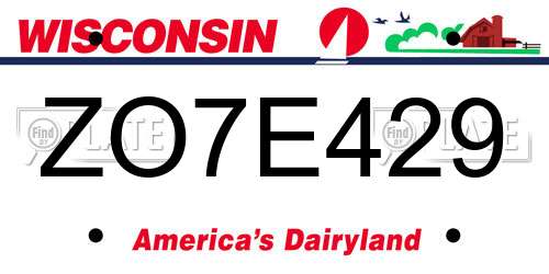 ZO7E429 Wisconsin License Plate