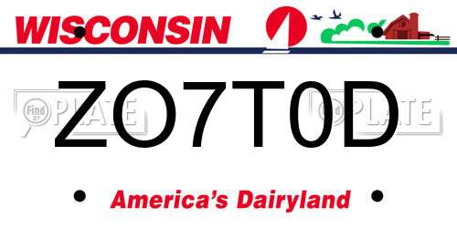 ZO7T0D Wisconsin License Plate
