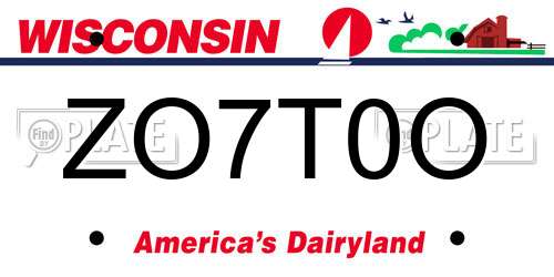 ZO7T0O Wisconsin License Plate