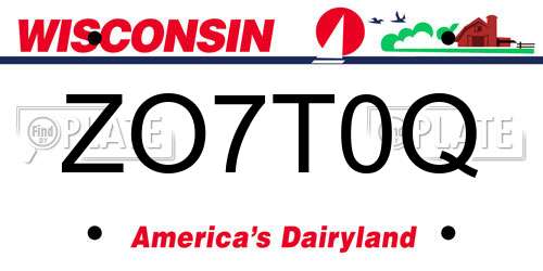 ZO7T0Q Wisconsin License Plate