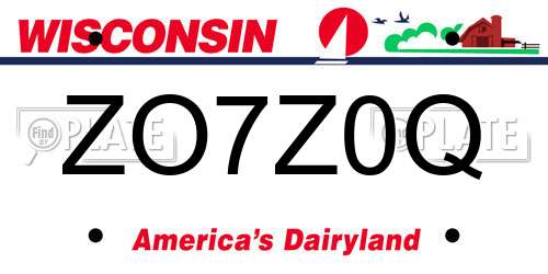 ZO7Z0Q Wisconsin License Plate