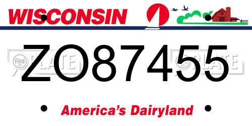 ZO87455 Wisconsin License Plate